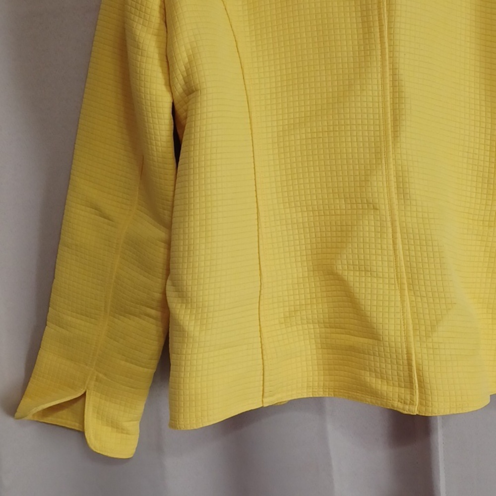 Sara Isabella Bright Yellow Square Textured Jacket Open Front Floral Lined Sz S - Picture 13 of 15